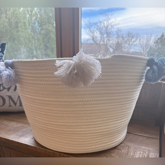 Large Coiled Rope Kids' Basket with Tassels Natural/Multicolor - Pillowfort™ - Picture 2 of 5